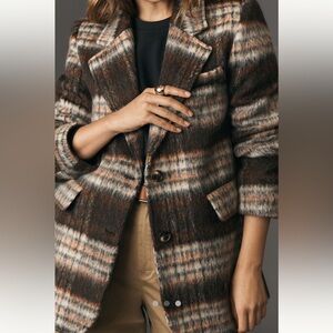 Anthropologie NWT Maeve Brushed Plaid Blazer size M.